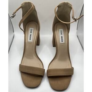Steve Madden Brown Tan Beige Open Toe Heels 7M Great Shape